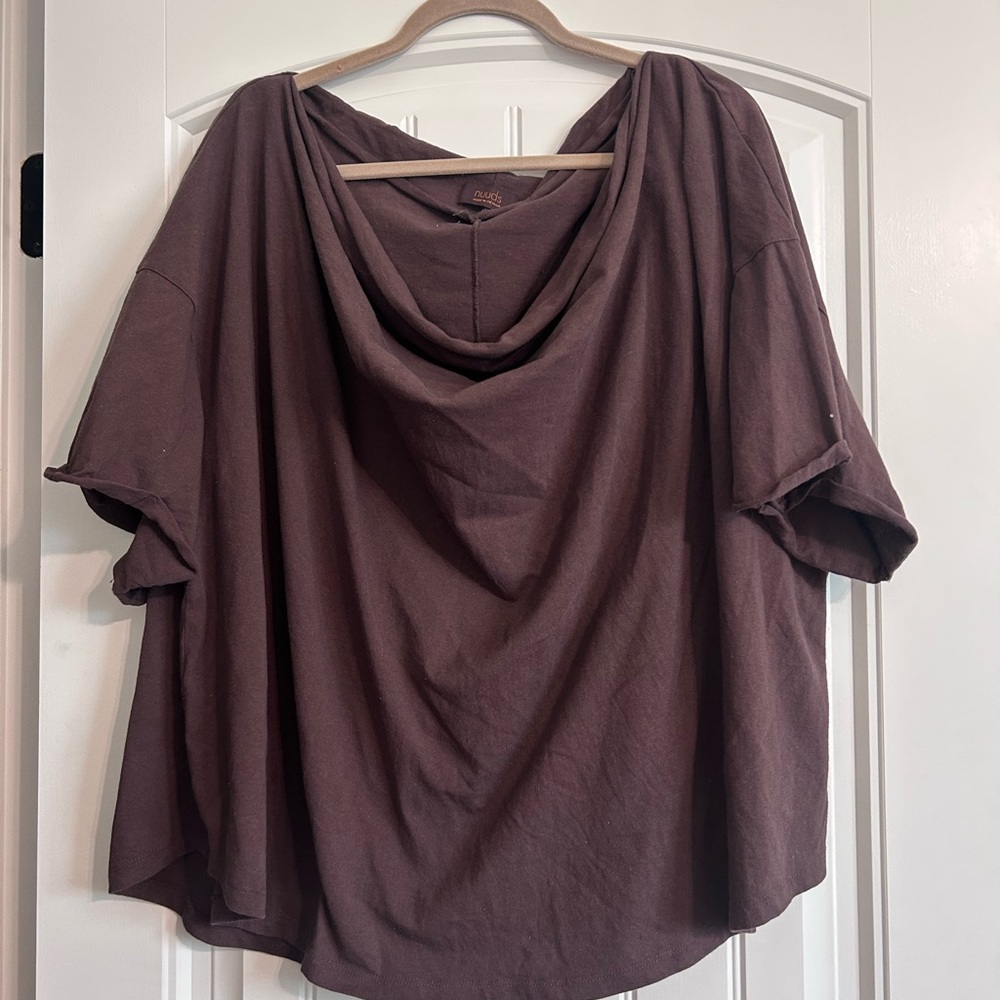 Nuuds Brown Off the shoulder tee